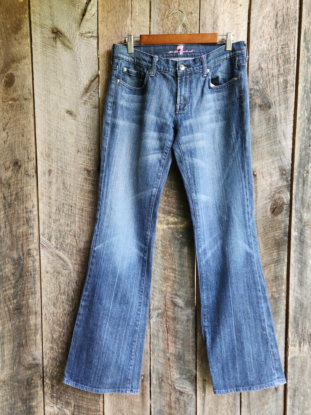 7 For All Mankind Flare Blue Jeans Women's 30 Made In USA